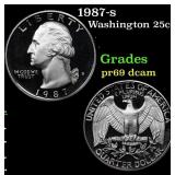 1987-s Proof Washington Quarter 25c Grades GEM++ P