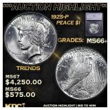 ***Auction Highlight*** 1925-p Peace Dollar $1 ms6