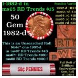 BU Shotgun Lincoln 1c roll, 1982-d 50 pcs Bank Wra