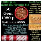 BU Shotgun Lincoln 1c roll, 1980-p 50 pcs Dunbar W