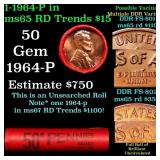 BU Shotgun Lincoln 1c roll, 1964-p 50 pcs Bank Wra