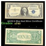 1957B $1 Blue Seal Silver Certificate Grades xf