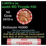BU Shotgun Lincoln 1c roll, 1970-s 50 pcs Bank Wra