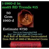 BU Shotgun Lincoln 1c roll, 1960-d 50 pcs Bank Wra