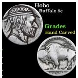 Hobo Buffalo Nickel 5c Grades Hand Carved