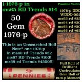 BU Shotgun Lincoln 1c roll, 1976-p 50 pcs Bank Wra