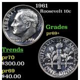 1961 Proof Roosevelt Dime 10c Grades GEM++ Proof