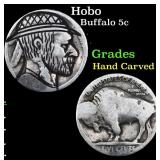 Hobo Buffalo Nickel 5c Grades Hand Carved