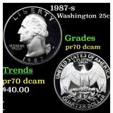 1987-s Proof Washington Quarter 25c Grades GEM++ P