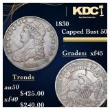 1830 Capped Bust Half Dollar 50c Grades xf+