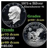 1971-s Silver Proof Eisenhower Dollar $1 Grades GE