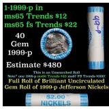 BU Shotgun Jefferson 5c roll, 1999-p 40 pcs Bank $