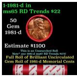 BU Shotgun Lincoln 1c roll, 1981-d 50 pcs Dunbar W