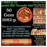 BU Shotgun Lincoln 1c roll, 1982-p 50 pcs Bank Wra