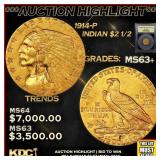 ***Major Highlight*** 1914-p Gold Indian Quarter E