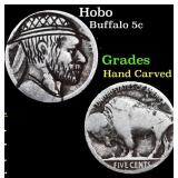 Hobo Buffalo Nickel 5c Grades Hand Carved