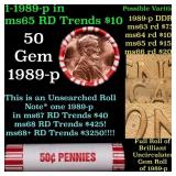 BU Shotgun Lincoln 1c roll, 1989-p 50 pcs Bank Wra