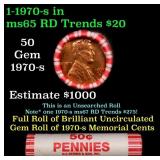 BU Shotgun Lincoln 1c roll, 1970-d 50 pcs Bank Wra