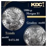 1886-p Morgan Dollar $1 Grades GEM+ Unc