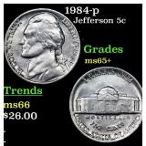 1984-p Jefferson Nickel 5c Grades GEM+ Unc