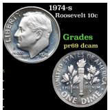 1974-s Proof Roosevelt Dime 10c Grades GEM++ Proof