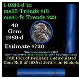 BU Shotgun Jefferson 5c roll, 1989-d 40 pcs Bank $