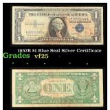 1957B $1 Blue Seal Silver Certificate Grades vf+