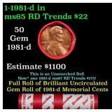 BU Shotgun Lincoln 1c roll, 1981-d 50 pcs Dunbar W