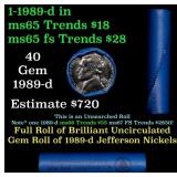 BU Shotgun Jefferson 5c roll, 1989-d 40 pcs Bank $