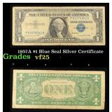 1957A $1 Blue Seal Silver Certificate Grades vf+