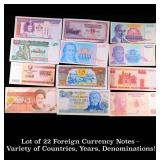 Lot of 22 Foreign Currency Notes - Variety of Coun