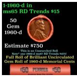 BU Shotgun Lincoln 1c roll, 1960-d 50 pcs Bank Wra