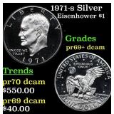 1971-s Silver Proof Eisenhower Dollar $1 Grades GE