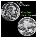 Hobo Buffalo Nickel 5c Grades Hand Carved