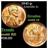 1941-p Lincoln Cent 1c Grades GEM+ Unc RD