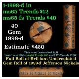 BU Shotgun Jefferson 5c roll, 1998-d 40 pcs Bank $