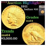 ***Auction Highlight*** 1911 Gold Indian Eagle 10