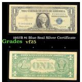 1957B $1 Blue Seal Silver Certificate Grades vf+
