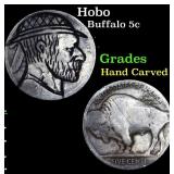 Hobo Buffalo Nickel 5c Grades Hand Carved