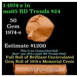 BU Shotgun Lincoln 1c roll, 1974-s 50 pcs Bank Wra