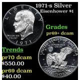 1971-s Silver Proof Eisenhower Dollar $1 Grades GE