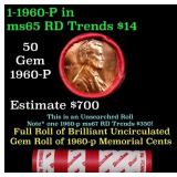 BU Shotgun Lincoln 1c roll, 1960-p 50 pcs Dunbar W