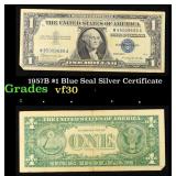 1957B $1 Blue Seal Silver Certificate Grades vf++