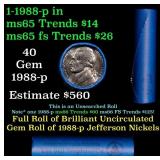 BU Shotgun Jefferson 5c roll, 1988-p 40 pcs Bank $