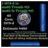 BU Shotgun Jefferson 5c roll, 1979-d 40 pcs Bank $