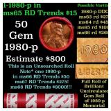 BU Shotgun Lincoln 1c roll, 1980-p 50 pcs Dunbar W