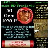 BU Shotgun Lincoln 1c roll, 1979-p 50 pcs Bank Wra