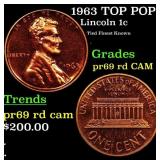 1963 Proof Lincoln Cent TOP POP! 1c Graded pr69 rd