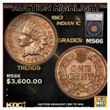 ***Major Highlight*** 1863 Indian Cent 1c ms66 SEG
