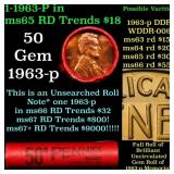 BU Shotgun Lincoln 1c roll, 1963-p 50 pcs Bank Wra